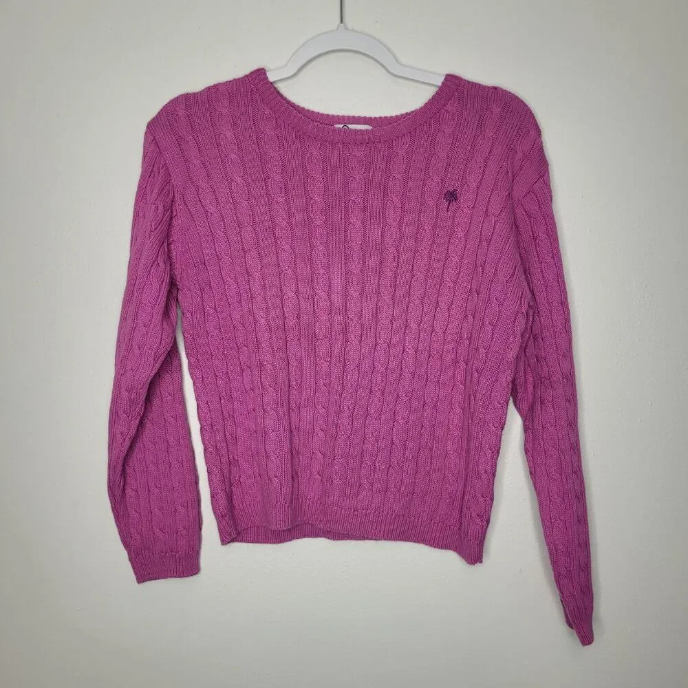 Vintage Lilly Pulitzer pink cable knit preppy girlie long sleeve sweater